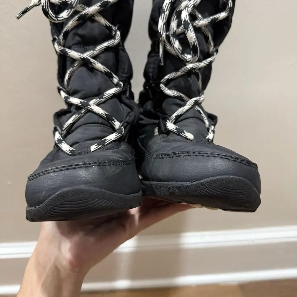 Sorel Whitney Tall Lace 2 Waterproof Cozy Black Winter Snow Boots Women Sz 7.5